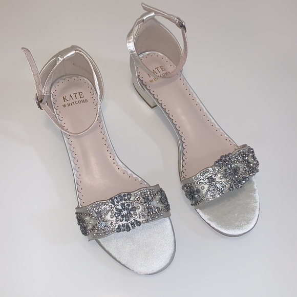KATE WHITECOMB Embellished Pearl Rhinestone Wedding Flats Aerin Ivory - Picture 6 of 7